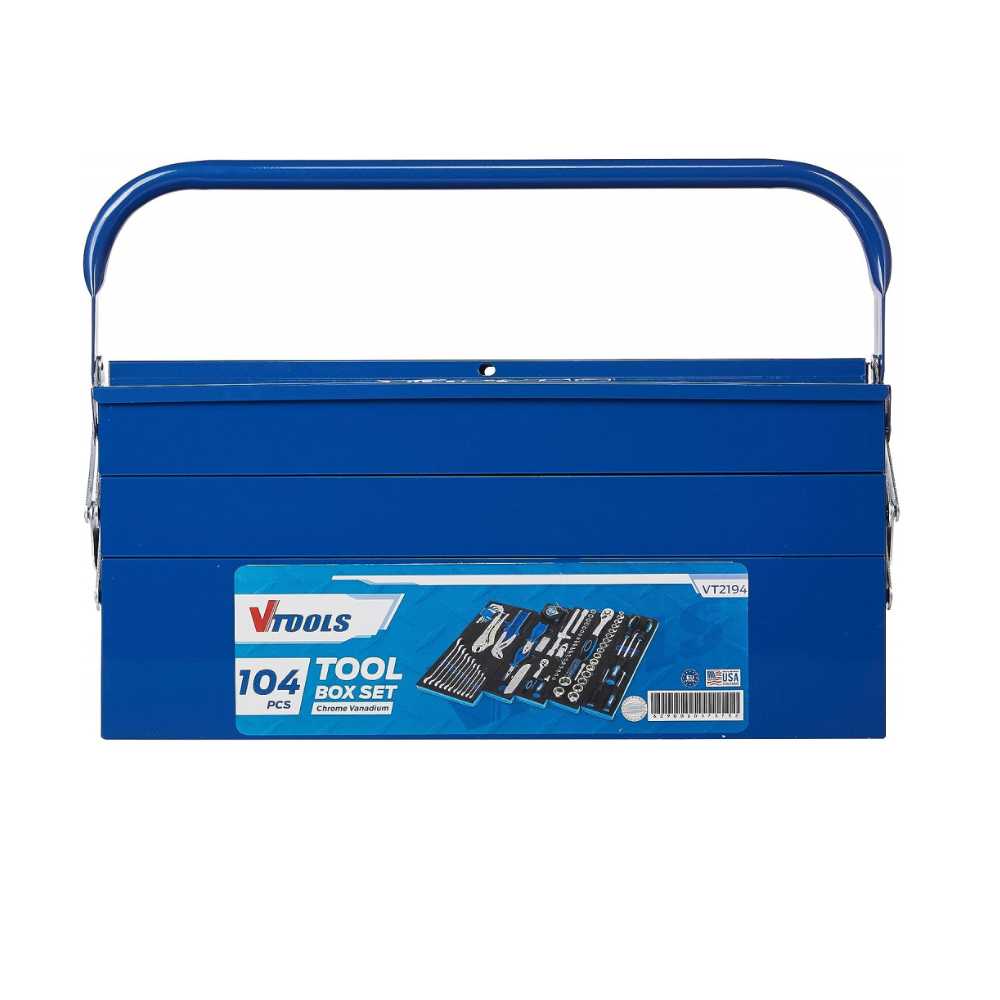 VTools Multi-Purpose 104 Pcs Tool Kit in Folding Tool Box - Techspertz ...