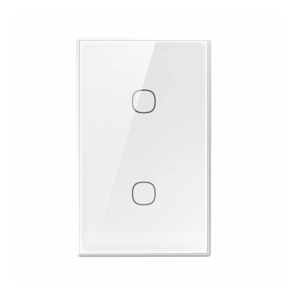 T6US2C-W - Techspertz.co.za White wall plate with two vertically arranged, rounded-switch buttons (double light switch)